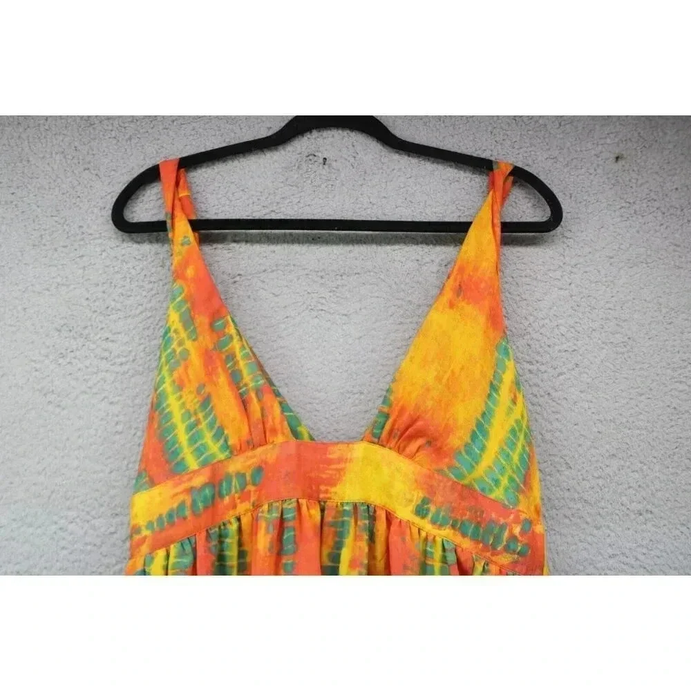 Ellen Weaver Sleeveless Tie-Dye Maxi Dress-Large-Empire Waist-Twisted Straps - Picture 8 of 9